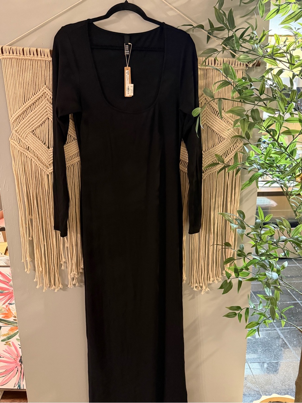 SKIMS Black Long Sleeve Scoop Maxi Dress - Picture 6 of 7